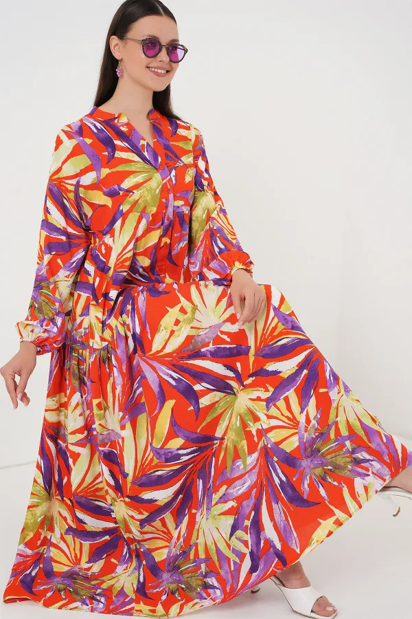 Robe hijab à motifs authentiques 2423 - B.Lila