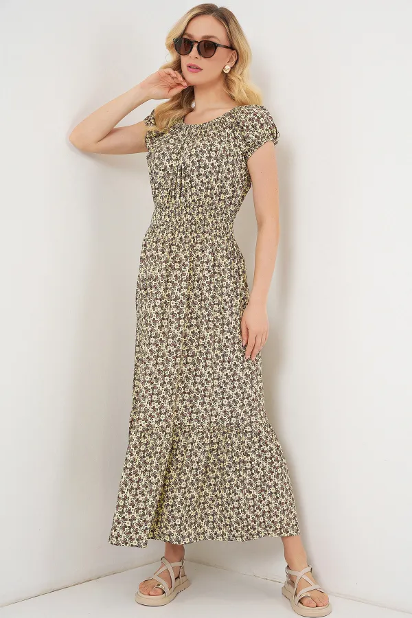 Women's Dress with Gathered Collar Detail 2544 - Oil Green