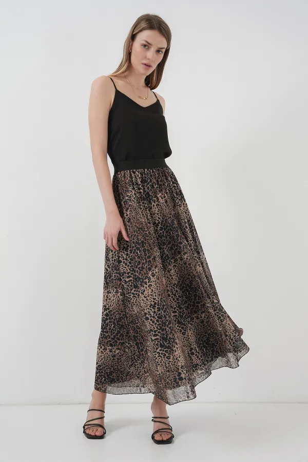 8032 Long Chiffon Skirt - Beige