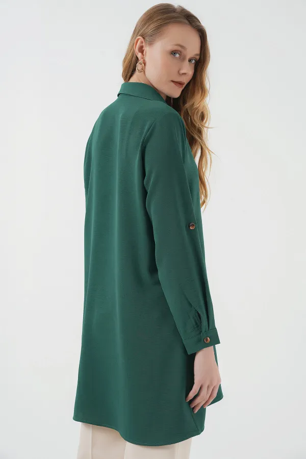 Tunique-chemise à poches 5851 - Vert émeraude