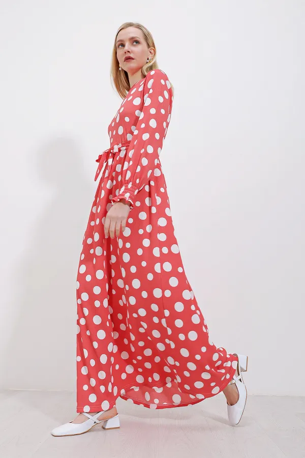 1525 Knitted Hijab Dress - Green Pink