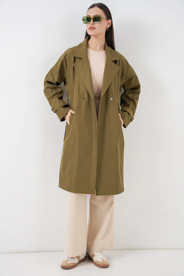 Trench-coat croisé pour femme 5987 - Kaki