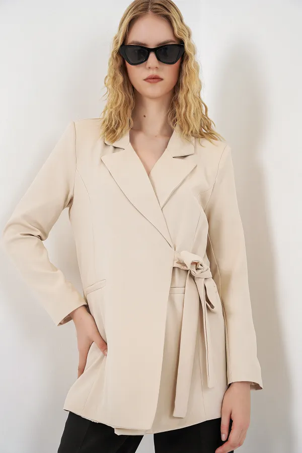 Women's Side-Tie Blazer Jacket 0750 - Beige