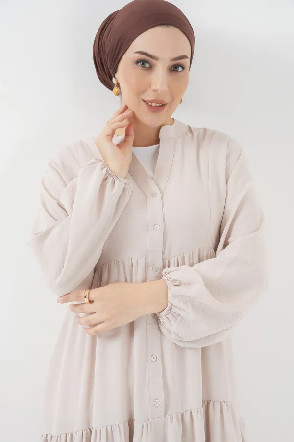 Robe longue hijab pour femme 2527 - Crème