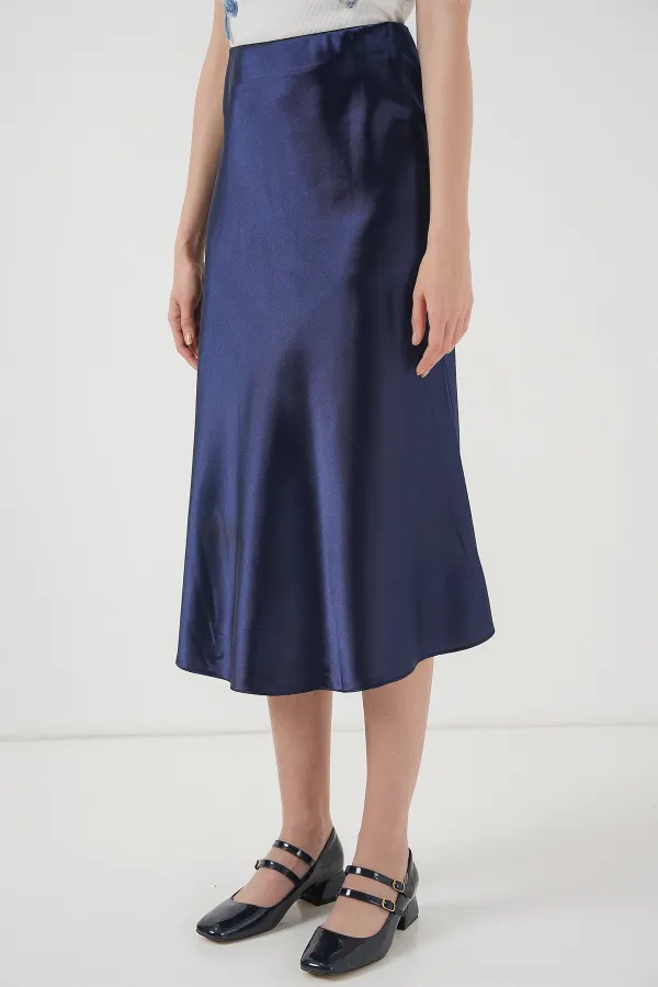 Jupe en satin 15806 - Bleu marine