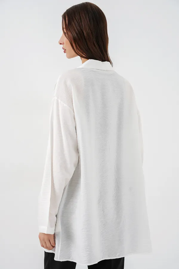 Kadın Salaş Bağcıklı Kimono 5981 - Beyaz