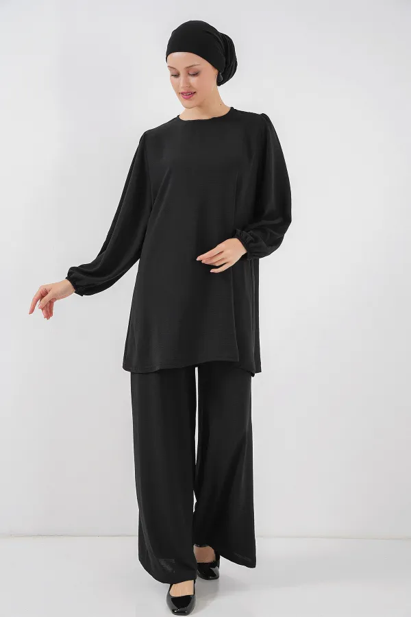 Ayrobin Tunik Pantolon Alt Üst Takım 6712 - Siyah