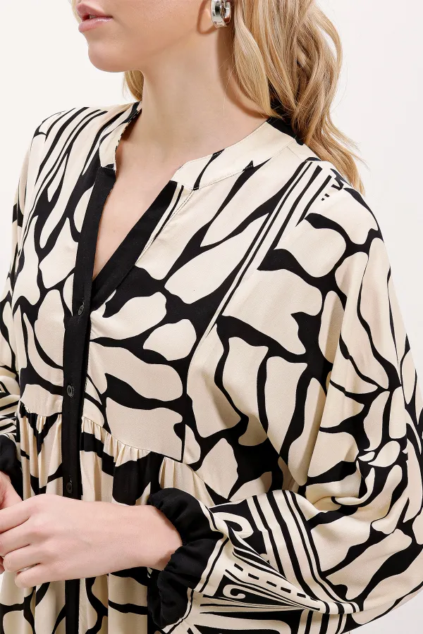 Robe hijab à motifs authentiques 2423 - Noir