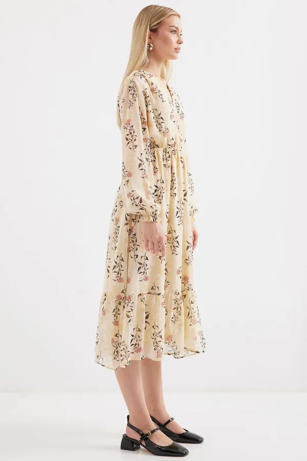 Robe en mousseline à motifs Bigdart 2137 - Crème