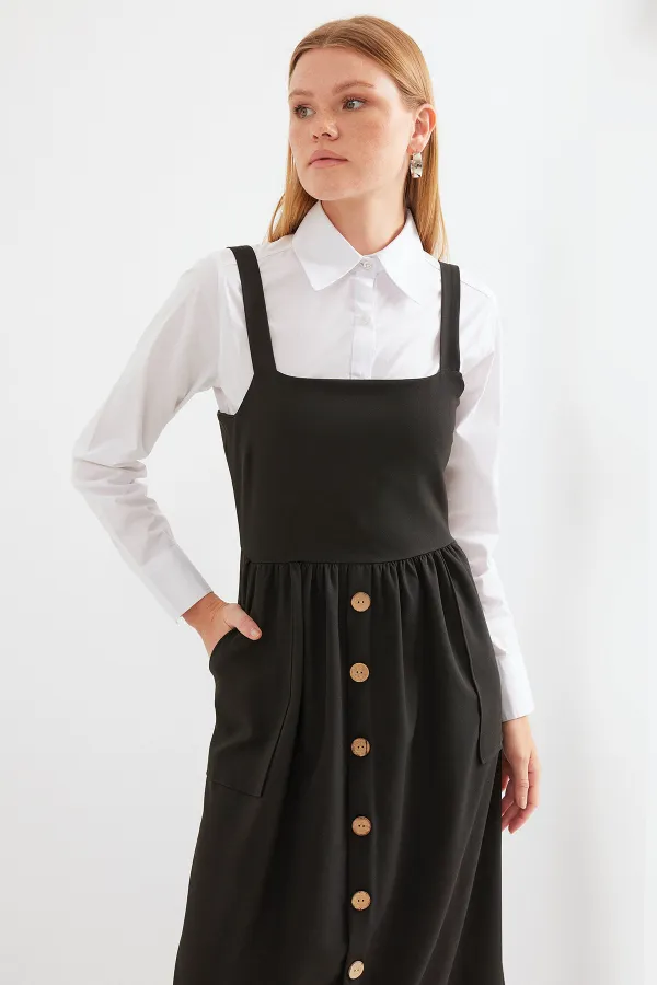 2490 Long Overall Dress - Black