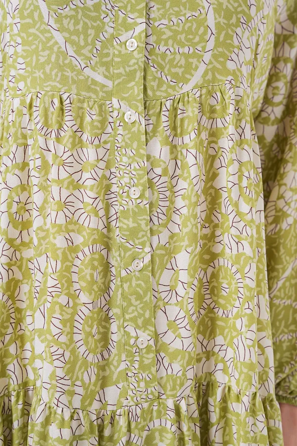 Robe hijab à motifs authentiques 2423 - Vert 8
