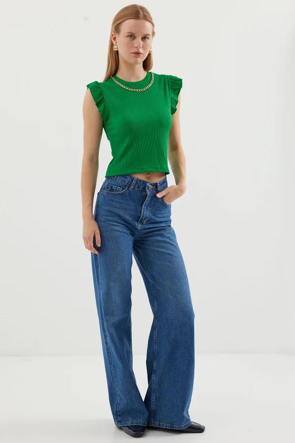 0430 Knitted Blouse - Green