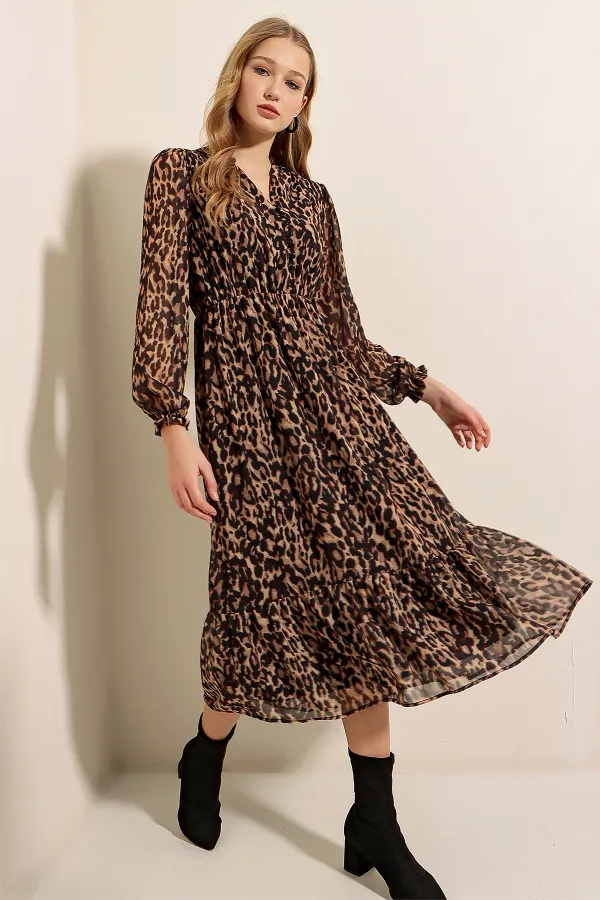 Robe en mousseline à motifs Bigdart 2137 - C. Brown