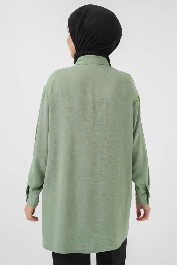 Kadın Uzun Gömlek Tunik 5945 - Çağla