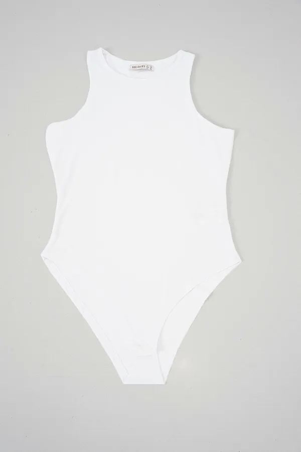 Body dos nu à boutons-pression pour femme 972 - Blanc