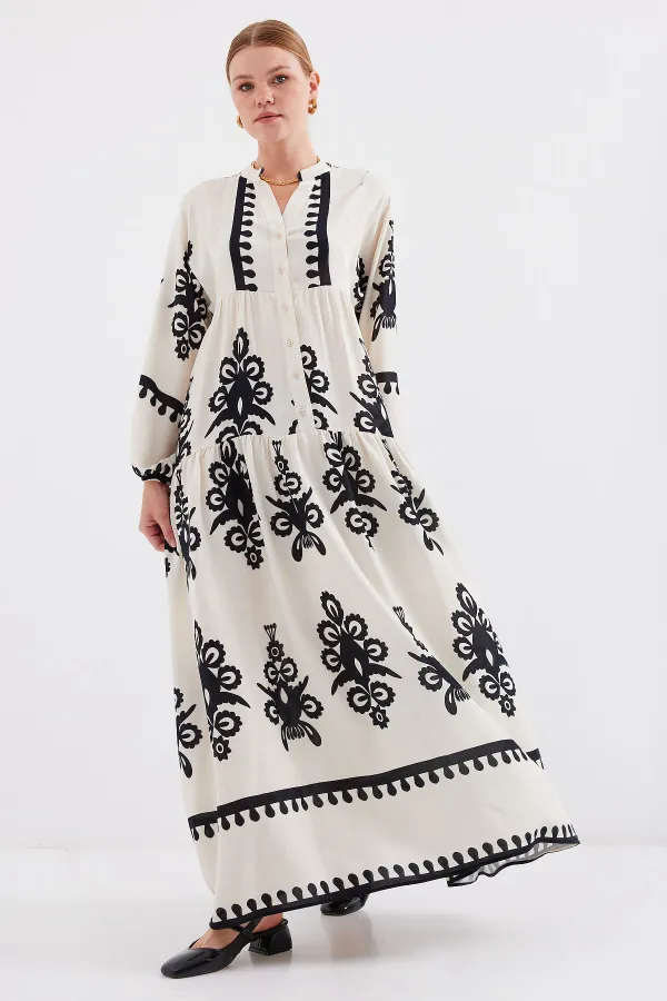 Robe hijab à motifs authentiques 2423 - Taille M, couleur crème