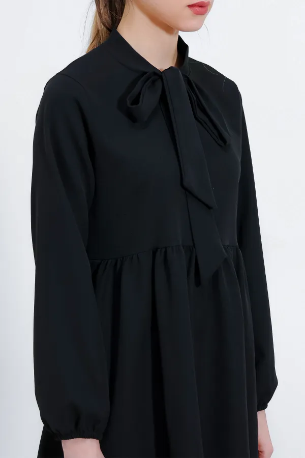 Ensemble pantalon et tunique noirs en maille pour femme 6654