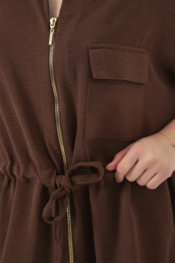 Chemise zippée pour femme 0721 - Marron