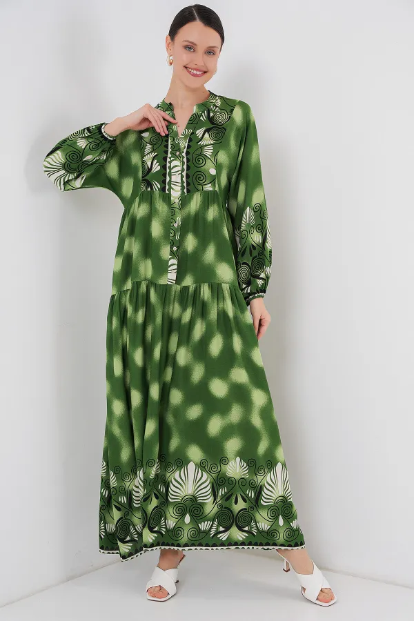 Robe hijab à motifs authentiques 2423 - Verte 6