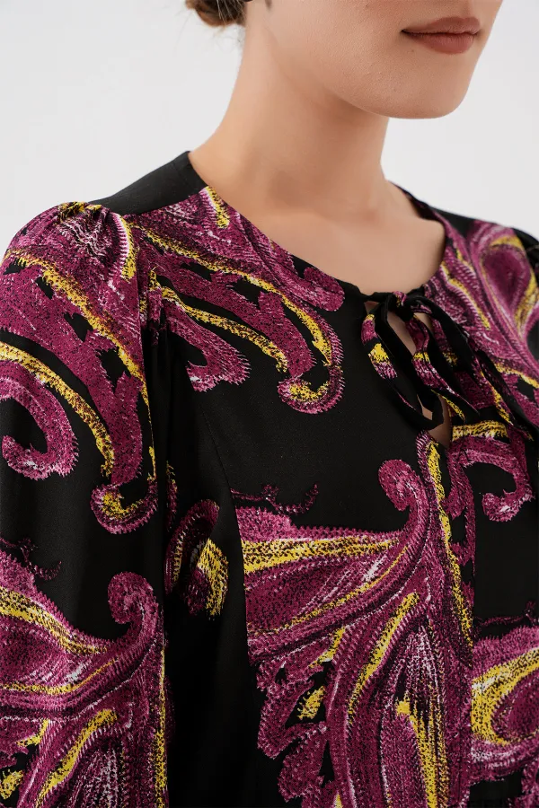 Kadın Balon Kol Uzun Tesettür Elbise 2464 - Y.Fuşya