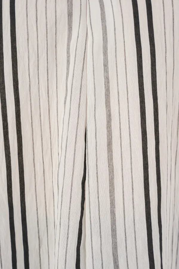 Kadın Çizgili Oversize Bluz 967 - Taş