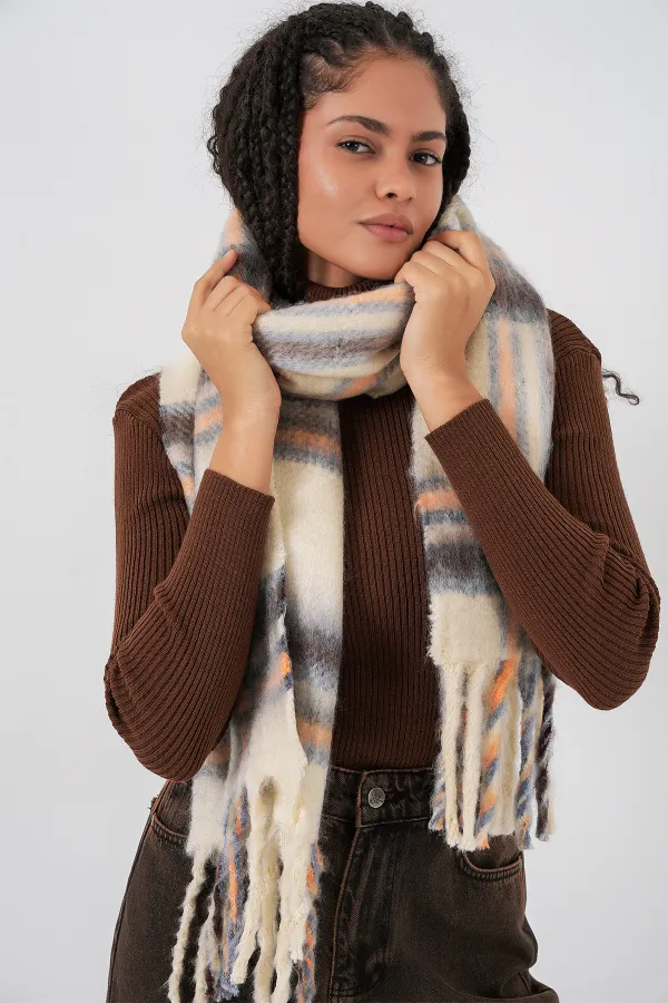 Écharpe-châle épaisse et douce pour femme 15951 - Beige clair