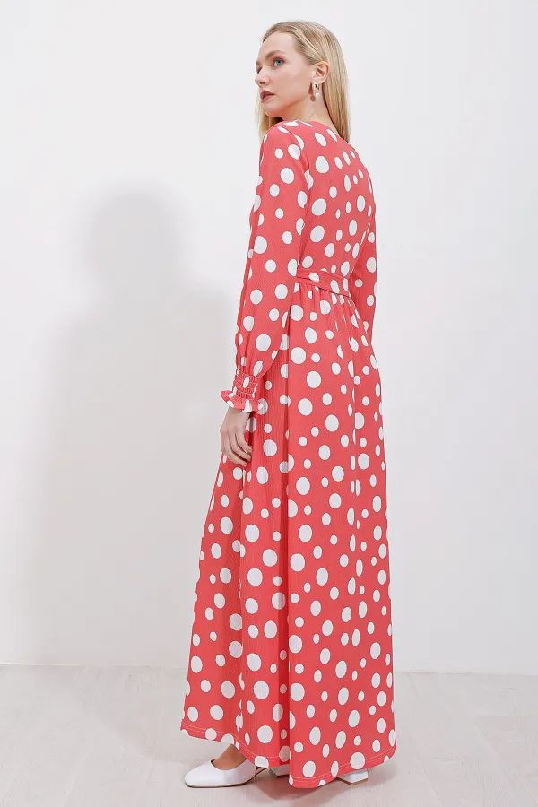 1525 Knitted Hijab Dress - Green Pink