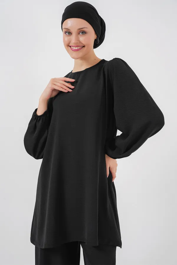 Ayrobin Tunik Pantolon Alt Üst Takım 6712 - Siyah