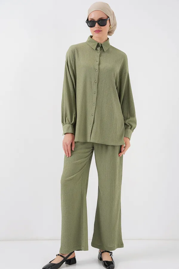 Kadın Örme Tesettür Alt Üst Takım 6711 - Çağla