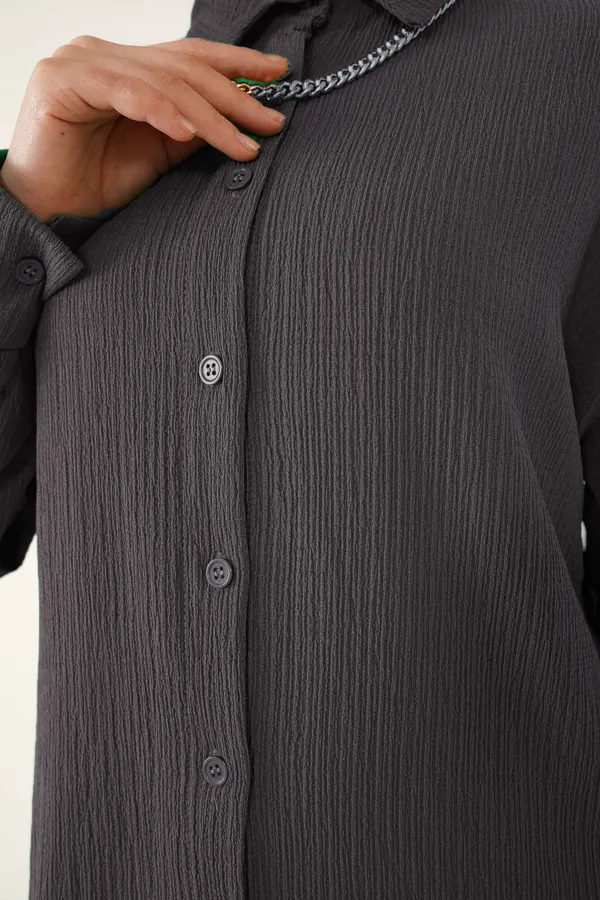 Ensemble deux pièces hijab tricoté T5858 - Anthracite