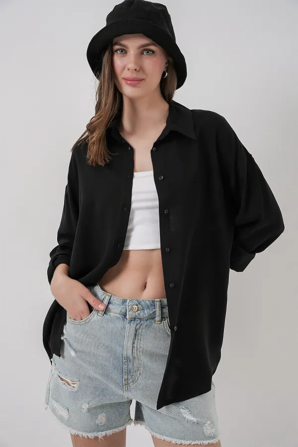 Chemise en viscose 3785 - Noire