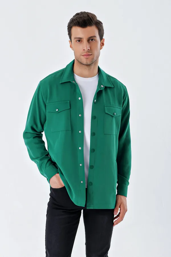 Chemise homme oversize 20193 - Vert émeraude