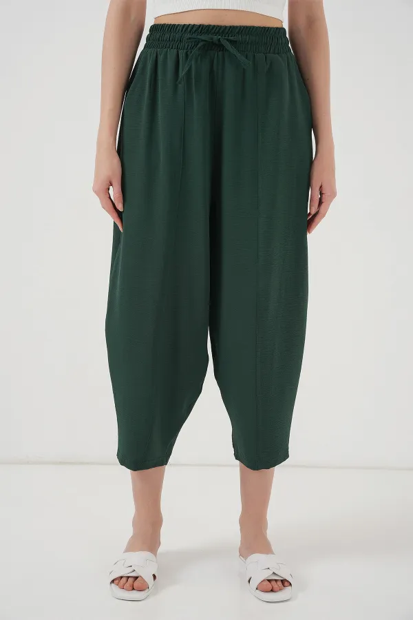 6591 Woven Harem Pants - Emerald Green