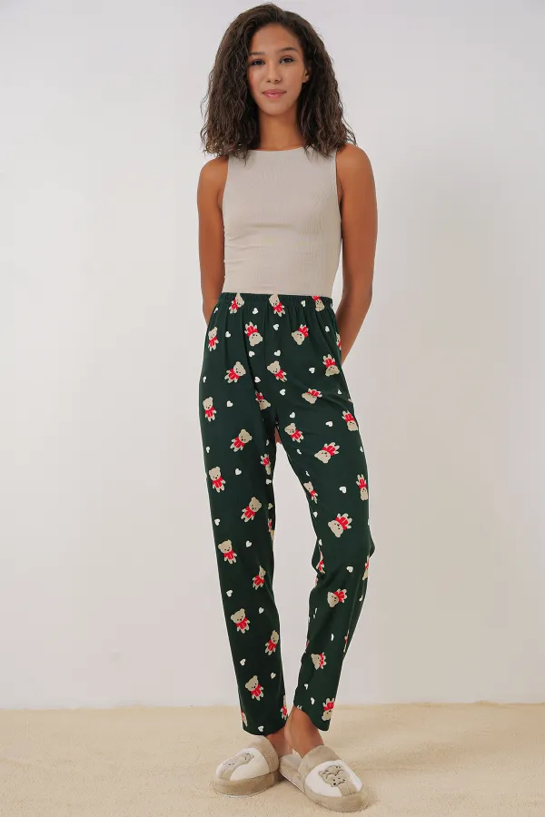 Bas de pyjama à motifs 4323 - Vert émeraude clair