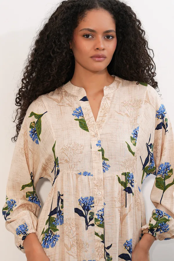 Women's Patterned Long Hijab Dress 2585 - M. Saks Women's Patterned Long Hijab Dress 2585 - M. Saks