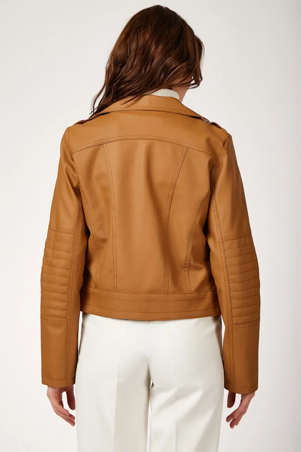 1025 Biker Ceket - Camel