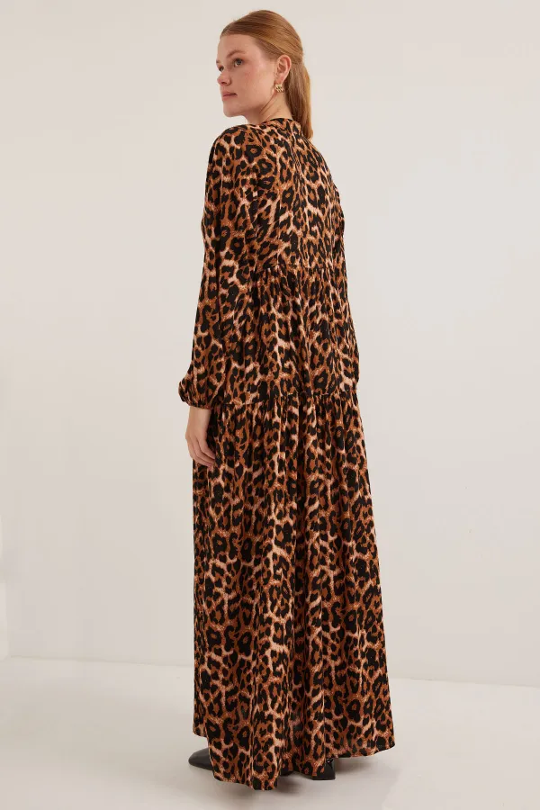 Robe hijab en viscose beige marron pour femme 2423