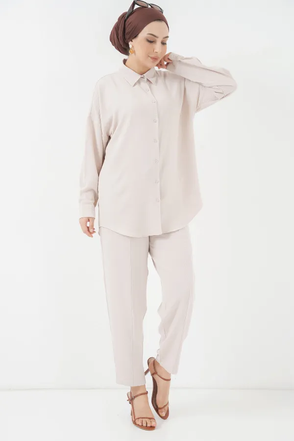 6593 Oversize Two Piece Suit - Cream