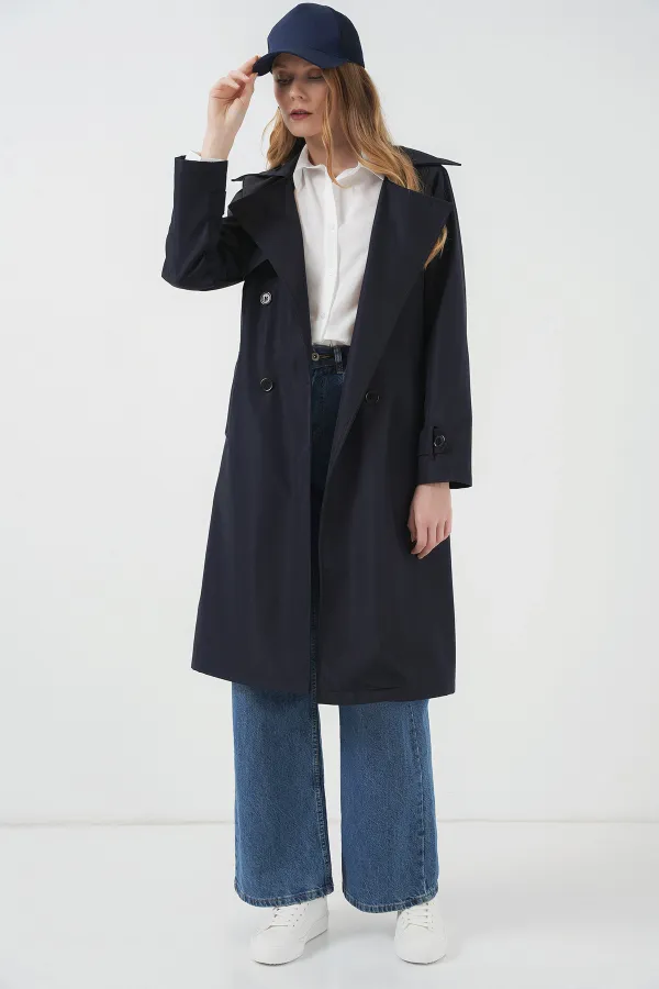 Trench-coat croisé 5918 - Bleu marine