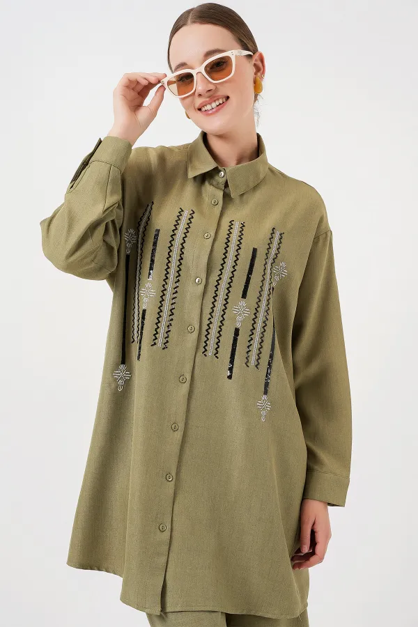 Patterned Tunic Trousers Two Piece Set 6720 - Çağla