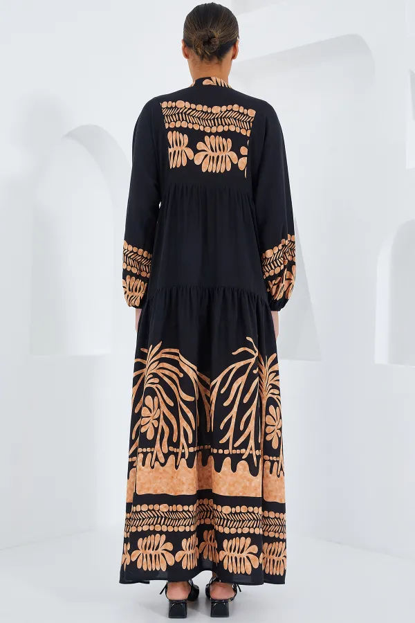 Robe hijab en viscose noire effet vison pour femme 2423