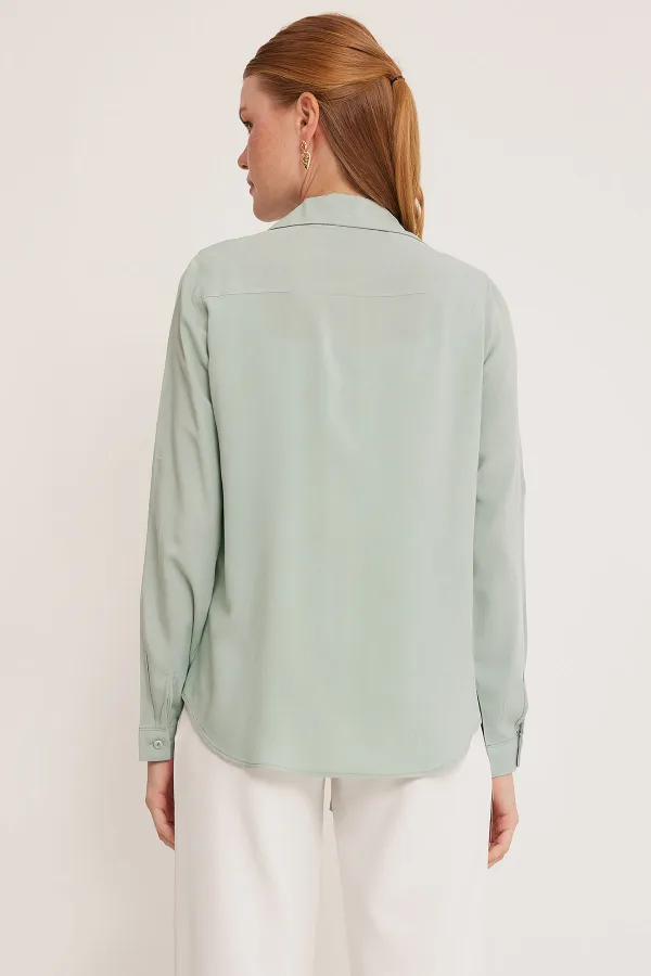Kadın Çağla Yeşili Viskon Gömlek 20237