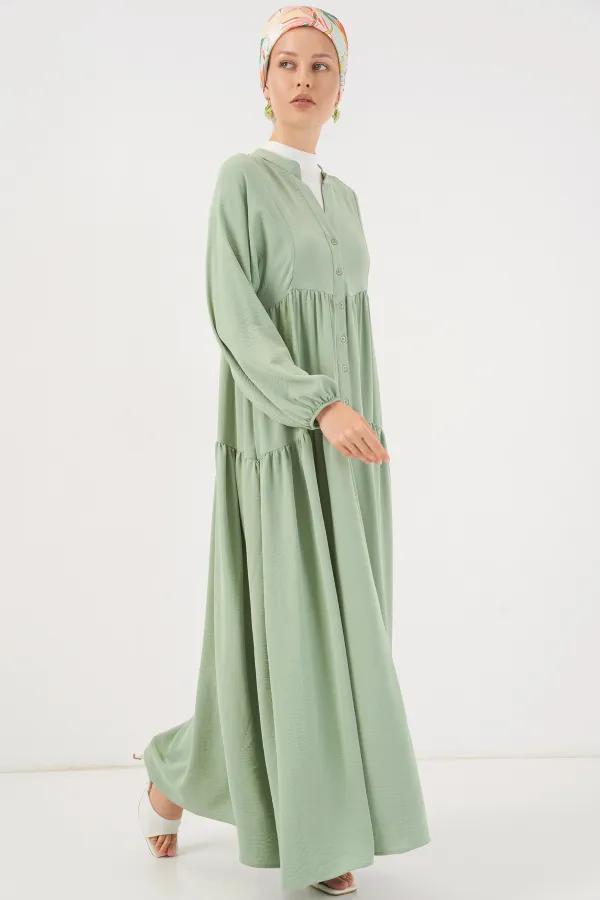 2527 Women's Long Hijab Dress - E.Green