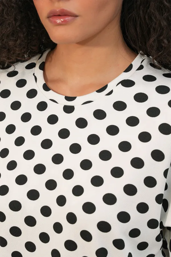 Women's Oversize Polka Dot Blouse 40020 - White Women's Oversize Polka Dot Blouse 40020 - White
