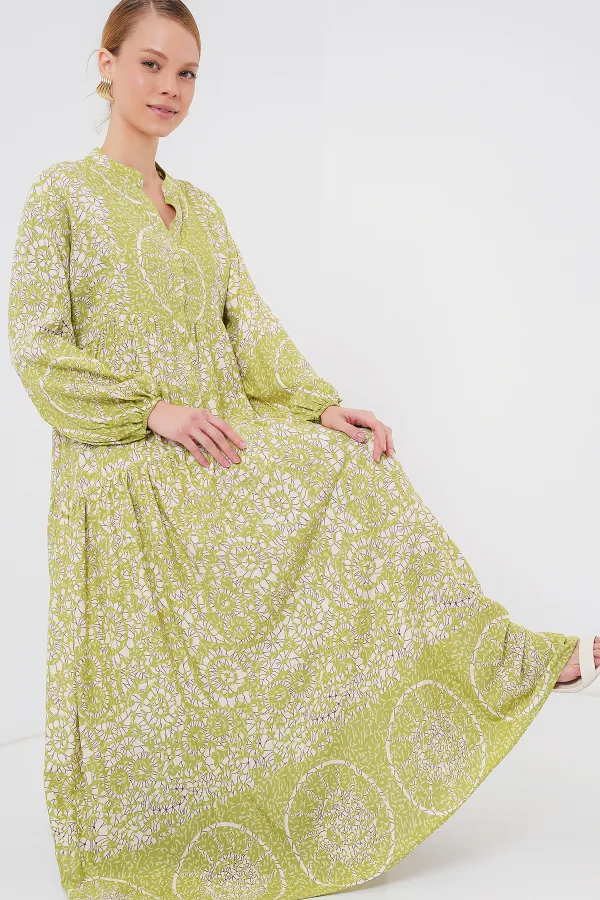 Robe hijab à motifs authentiques 2423 - Vert 8