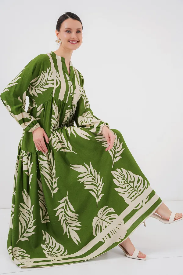 Robe hijab à motifs authentiques 2423 - Verte 5