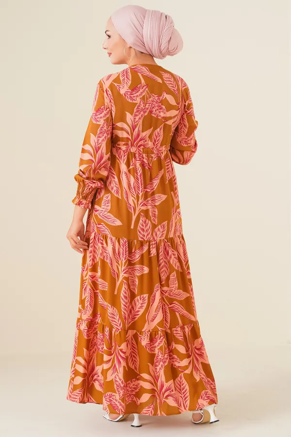 Robe hijab à motifs 2145 - Beige