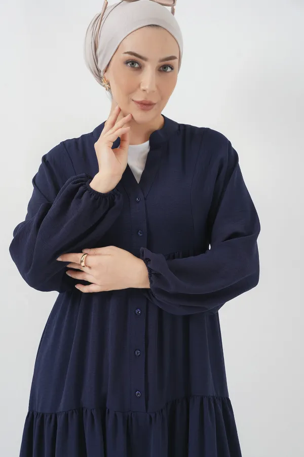 Robe longue hijab pour femme 2527 - Bleu marine