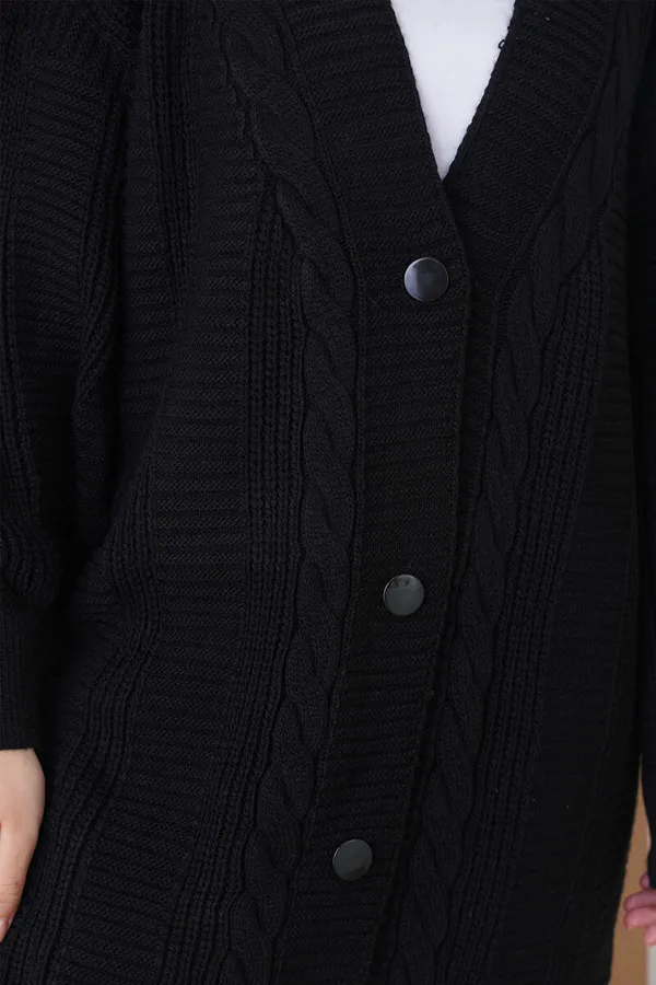 15768 Hijab Knitwear Cardigan - Black