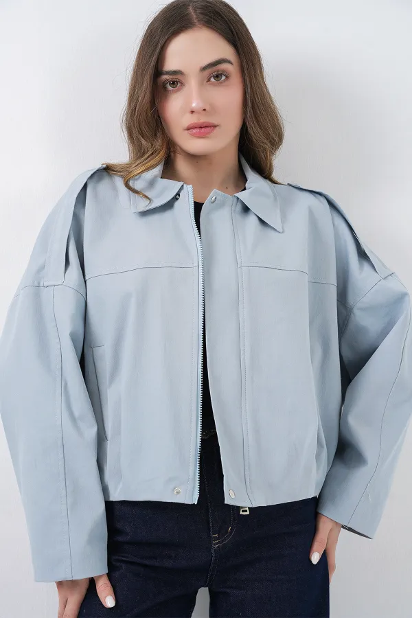 Blouson bomber en jean pour femme 0737 - Bleu